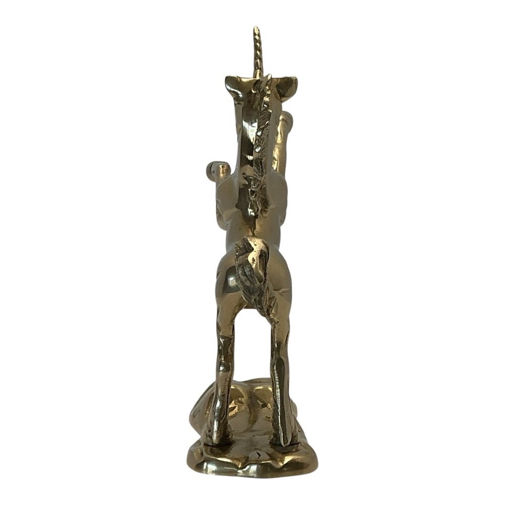 Brass Rearing Unicorn Mythical Figurine Mounted On Brass Cloud MCM 1970s Vintage - Picture 12 of 16